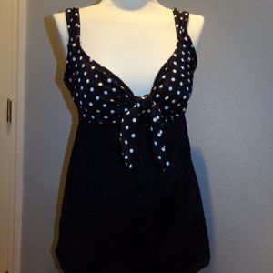 Black Inches Away Brand One Piece Swimsuit with Polka Dotted Top Size 10